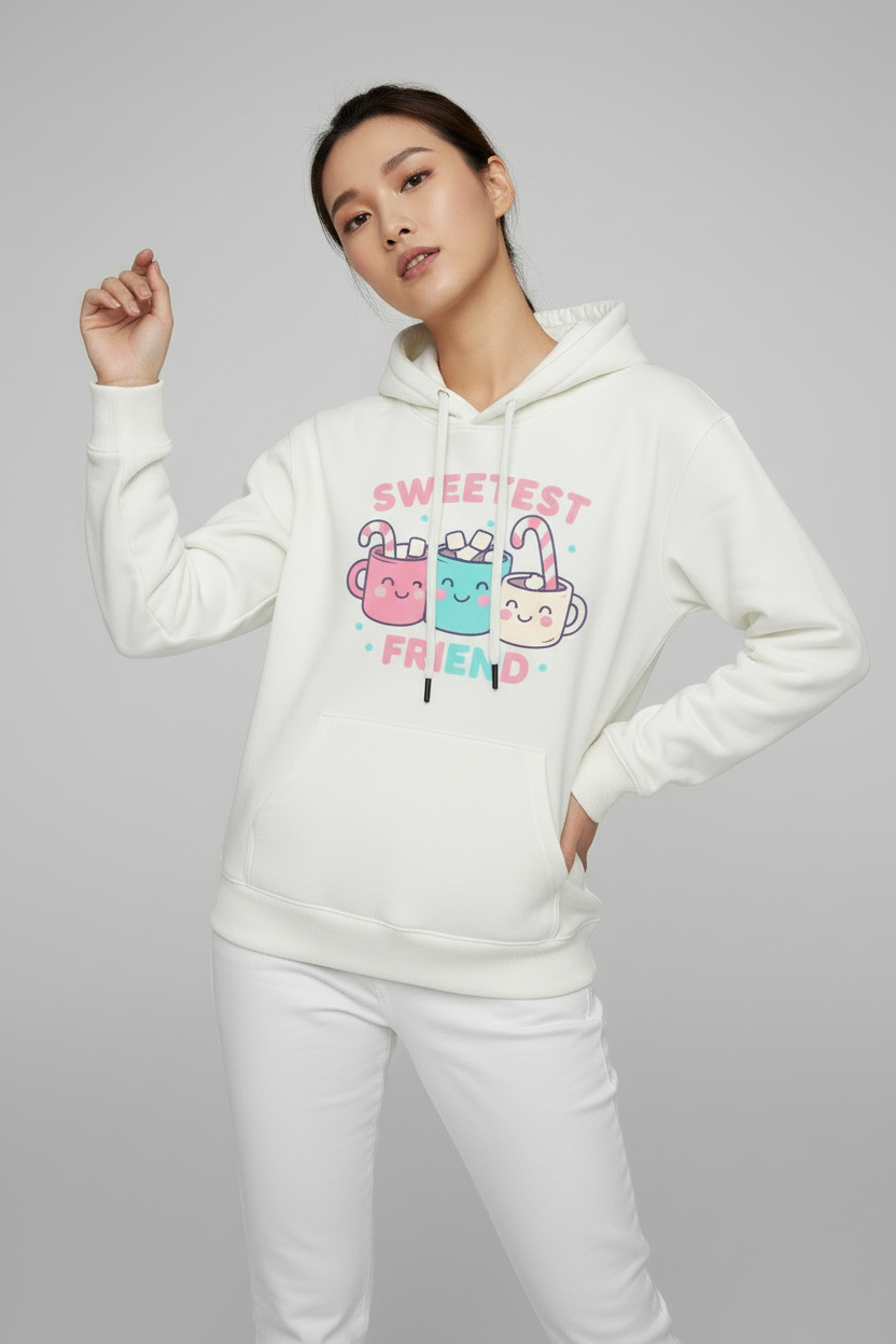 sweetest friend - cream beige - lightweight hoodies